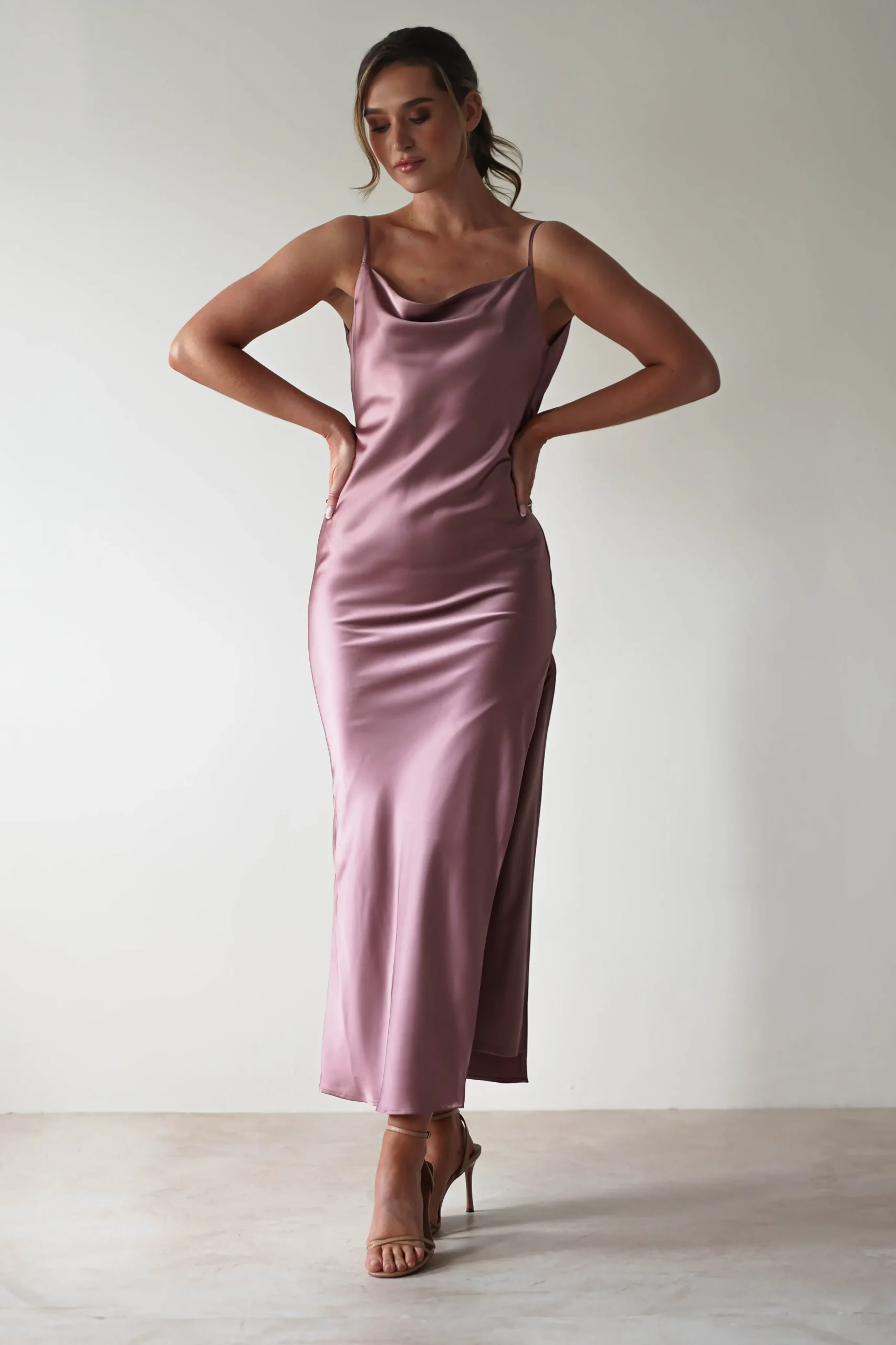 Luiza Low Back Satin Maxi Dress | Mauve