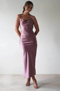 Luiza Low Back Satin Maxi Dress | Mauve