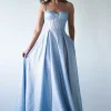 Luna Glitter Corset Aline Gown | Blue