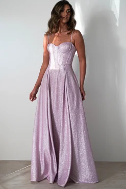 Luna Glitter Corset Aline Gown | Pink