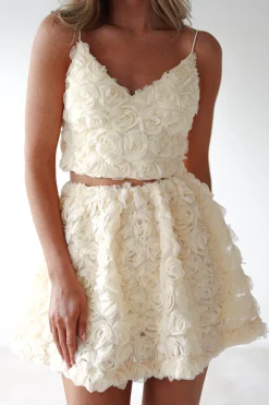 Lydia Floral-Appliqué Top & Skirt Set | Butter