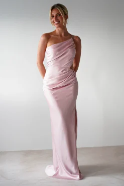 Lyra Soft Matte Satin Maxi Dress | Blush Pink