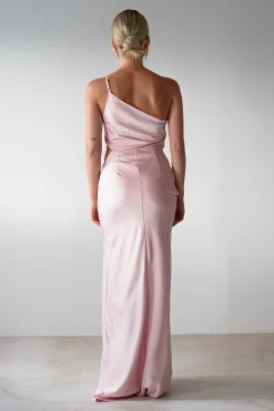 Lyra Soft Matte Satin Maxi Dress | Blush Pink