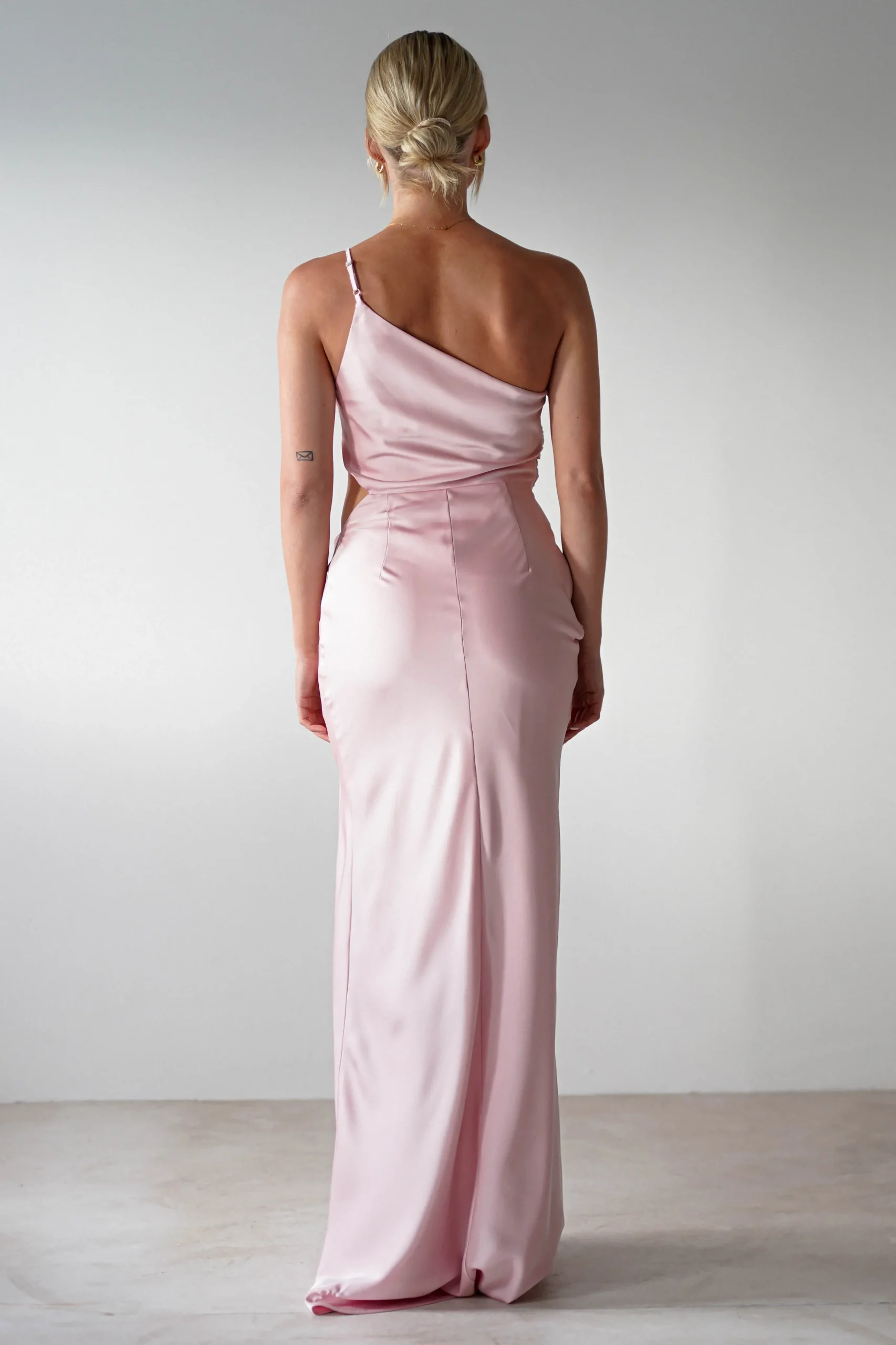 Lyra Soft Matte Satin Maxi Dress | Blush Pink