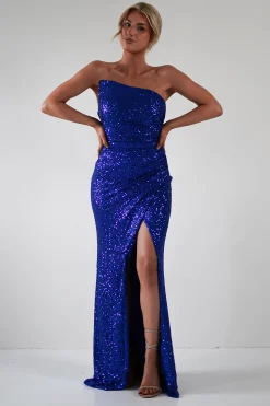 Mabel Strapless Sequin Gown | Royal Blue