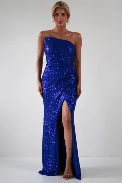 Mabel Strapless Sequin Gown | Royal Blue