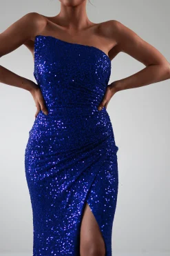 Mabel Strapless Sequin Gown | Royal Blue