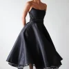 Madison A-Line Midi Dress | Black