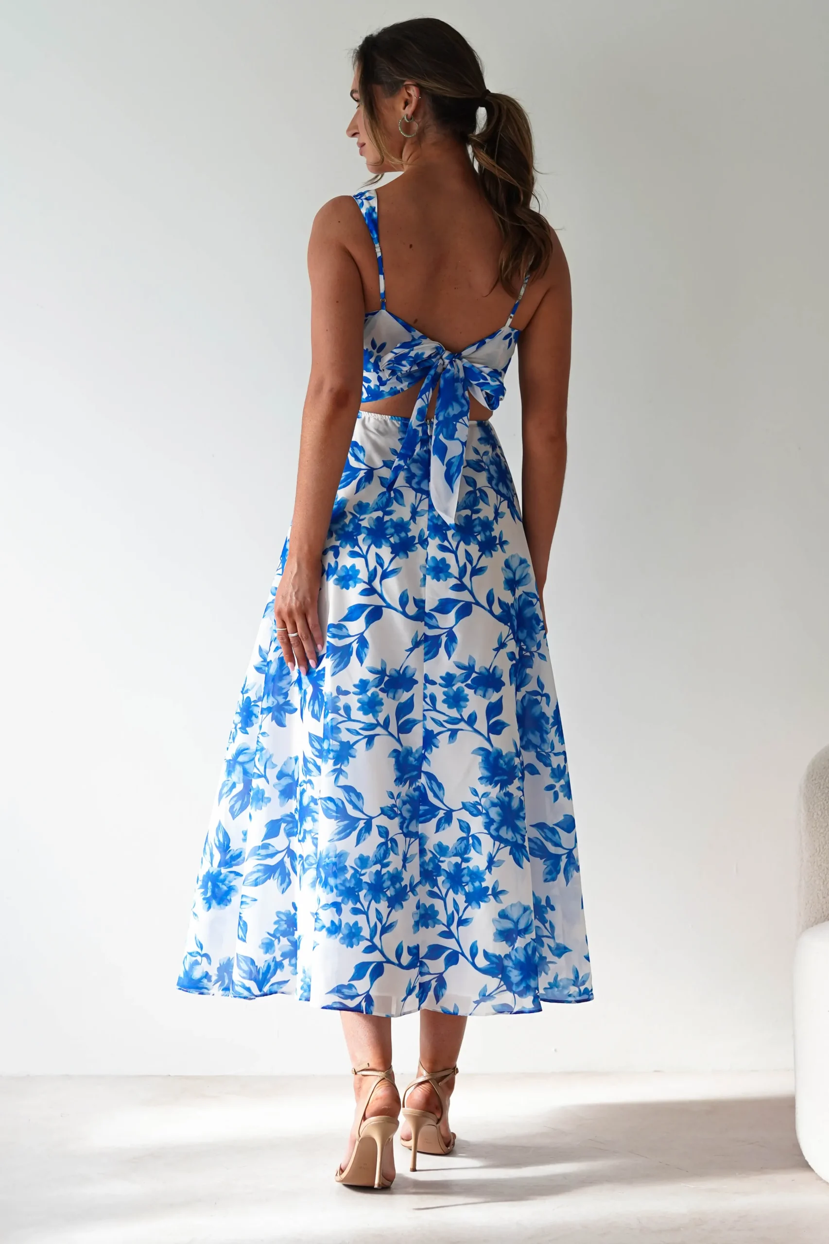Maisie Floral Skater Maxi Dress | Blue