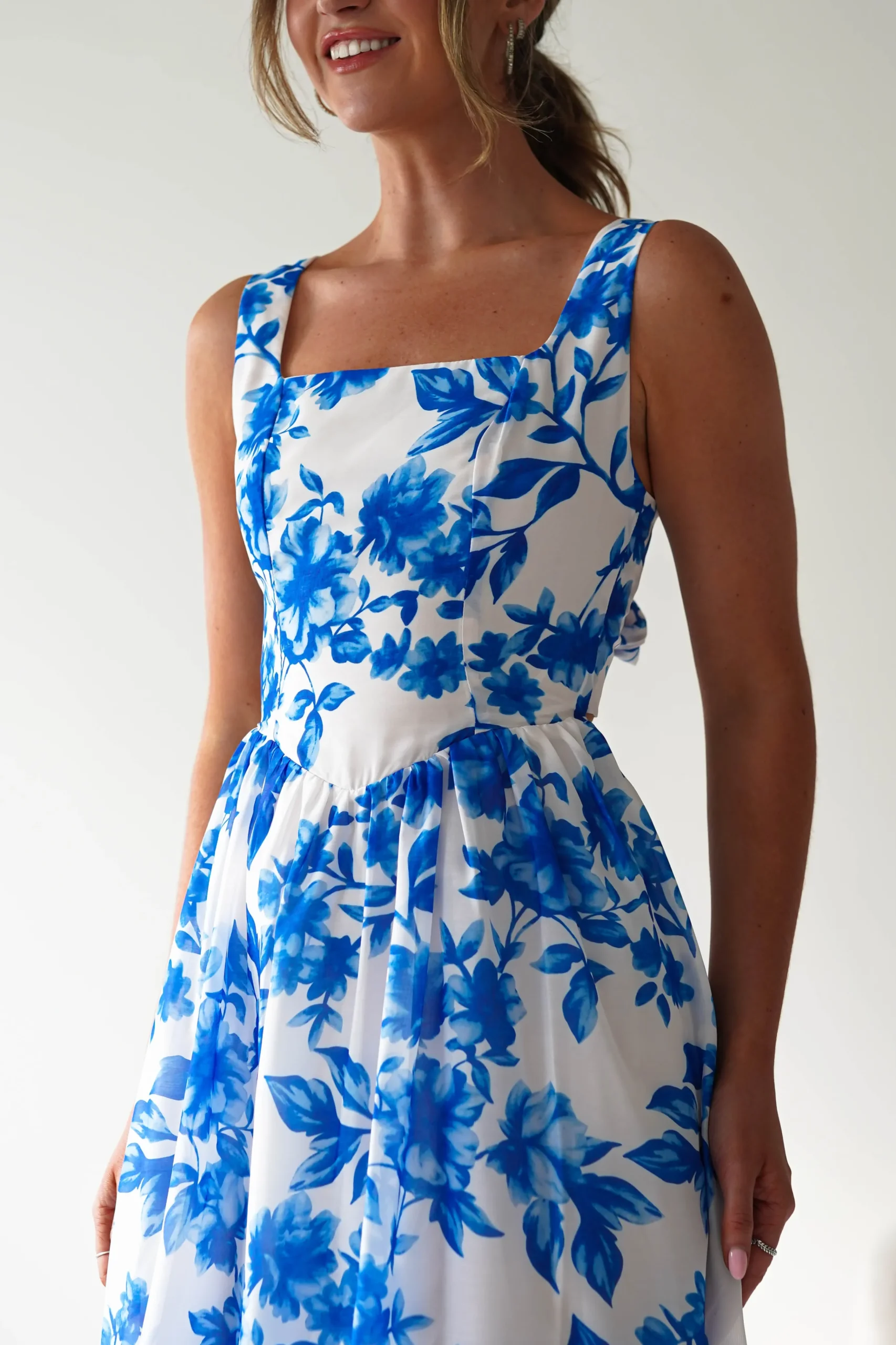Maisie Floral Skater Maxi Dress | Blue