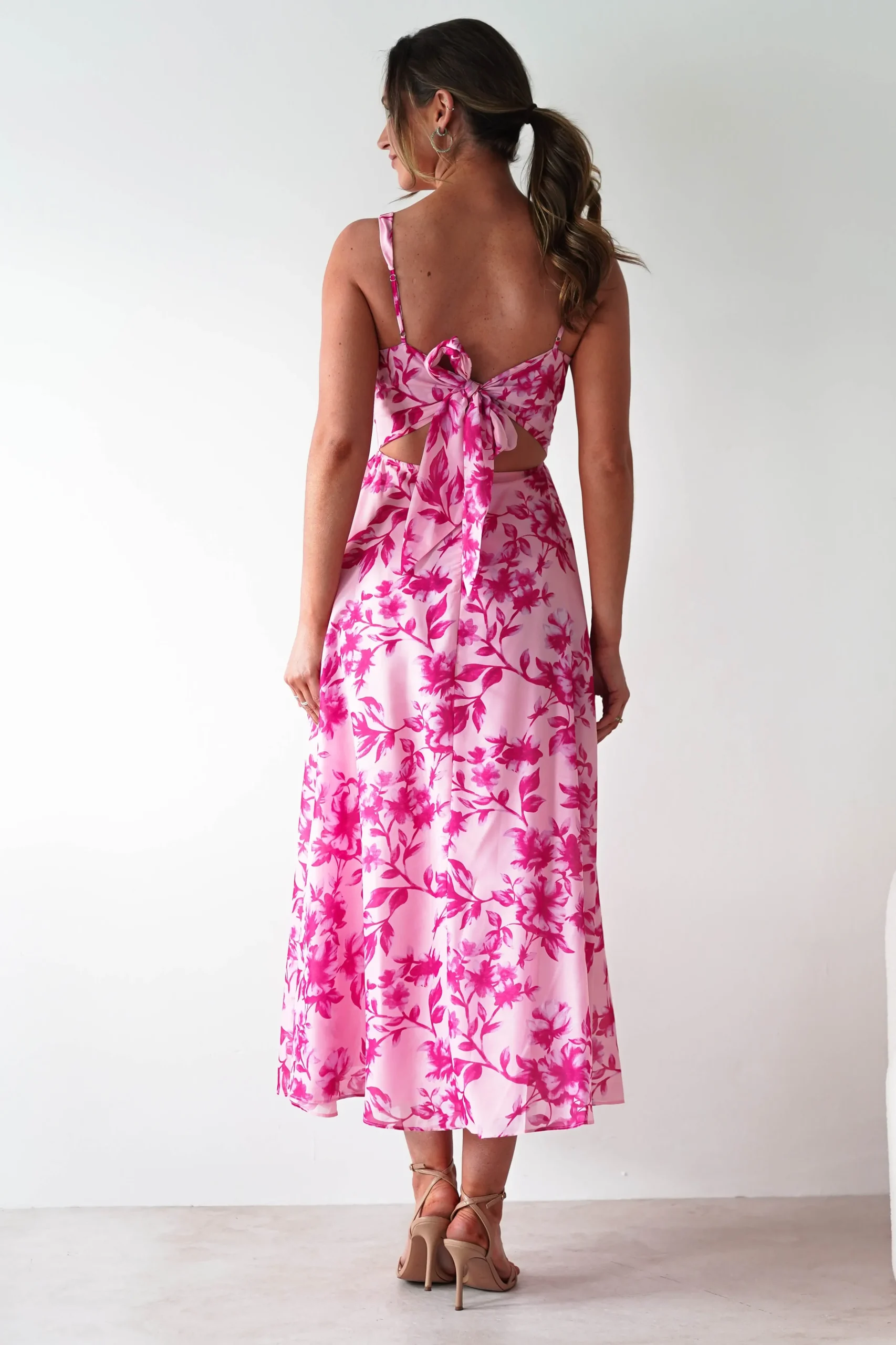 Maisie Floral Skater Maxi Dress | Pink