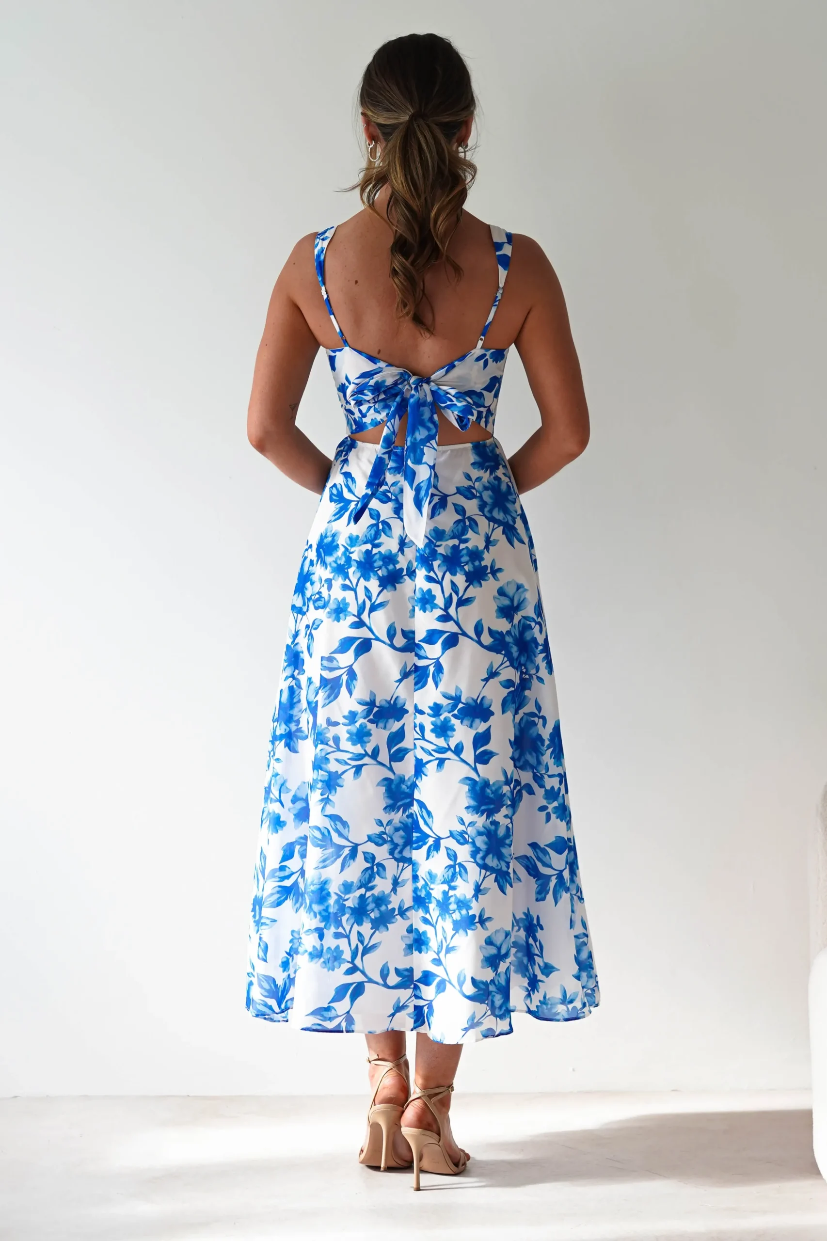 Maisie Floral Skater Maxi Dress | Blue