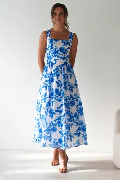 Maisie Floral Skater Maxi Dress | Blue