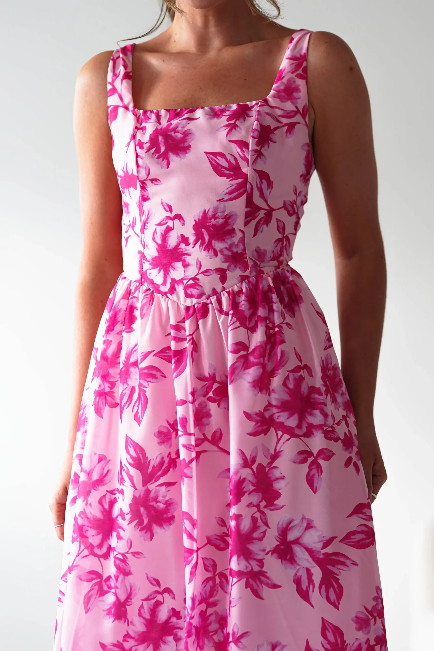 Maisie Floral Skater Maxi Dress | Pink