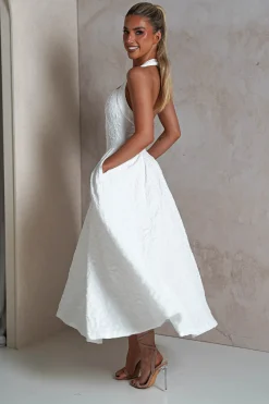 Margot Textured Midaxi Dress | White