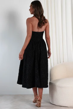 Margot Textured Midaxi Dress | Black