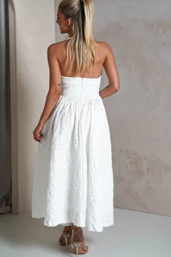 Margot Textured Midaxi Dress | White
