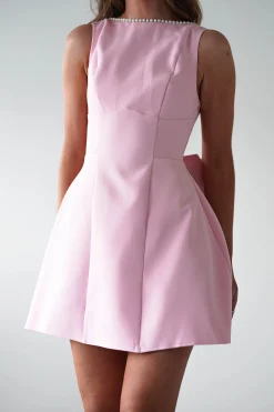 Maria Pearl Bow Detail Mini Dress | Pink