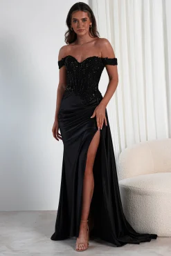 Marsela Lace Bodice Gown | Black