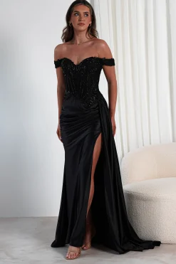 Marsela Lace Bodice Gown | Black