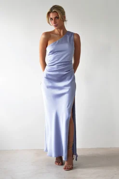 Meera Soft Matte Satin Midaxi Dress | Periwinkle Blue