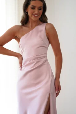 Meera Soft Matte Satin Midaxi Dress | Blush Pink