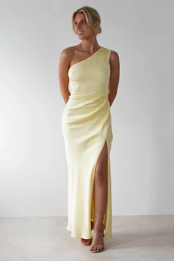 Meera Soft Matte Satin Midaxi Dress | Yellow