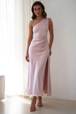 Meera Soft Matte Satin Midaxi Dress | Blush Pink