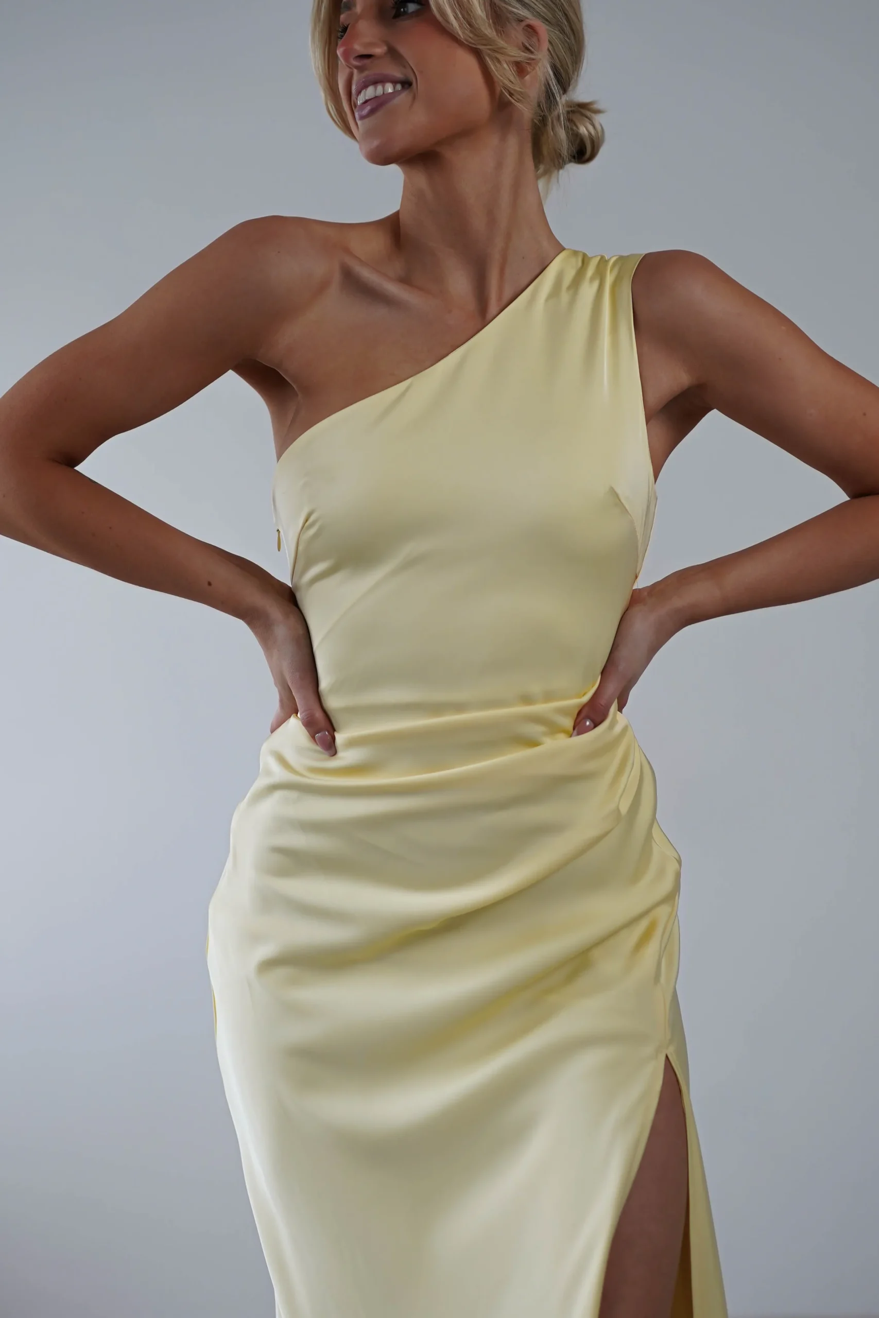 Meera Soft Matte Satin Midaxi Dress | Yellow