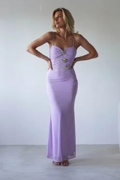 Melrose Mesh Shell Detail Maxi Dress | Lilac