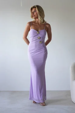 Melrose Mesh Shell Detail Maxi Dress | Lilac