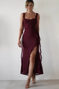Mhissa Ruffle Maxi Dress | Burgundy