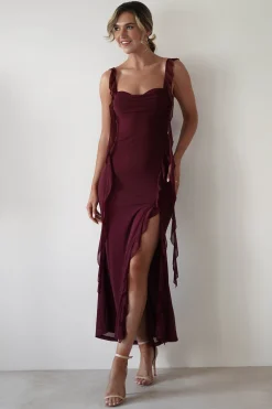 Mhissa Ruffle Maxi Dress | Burgundy