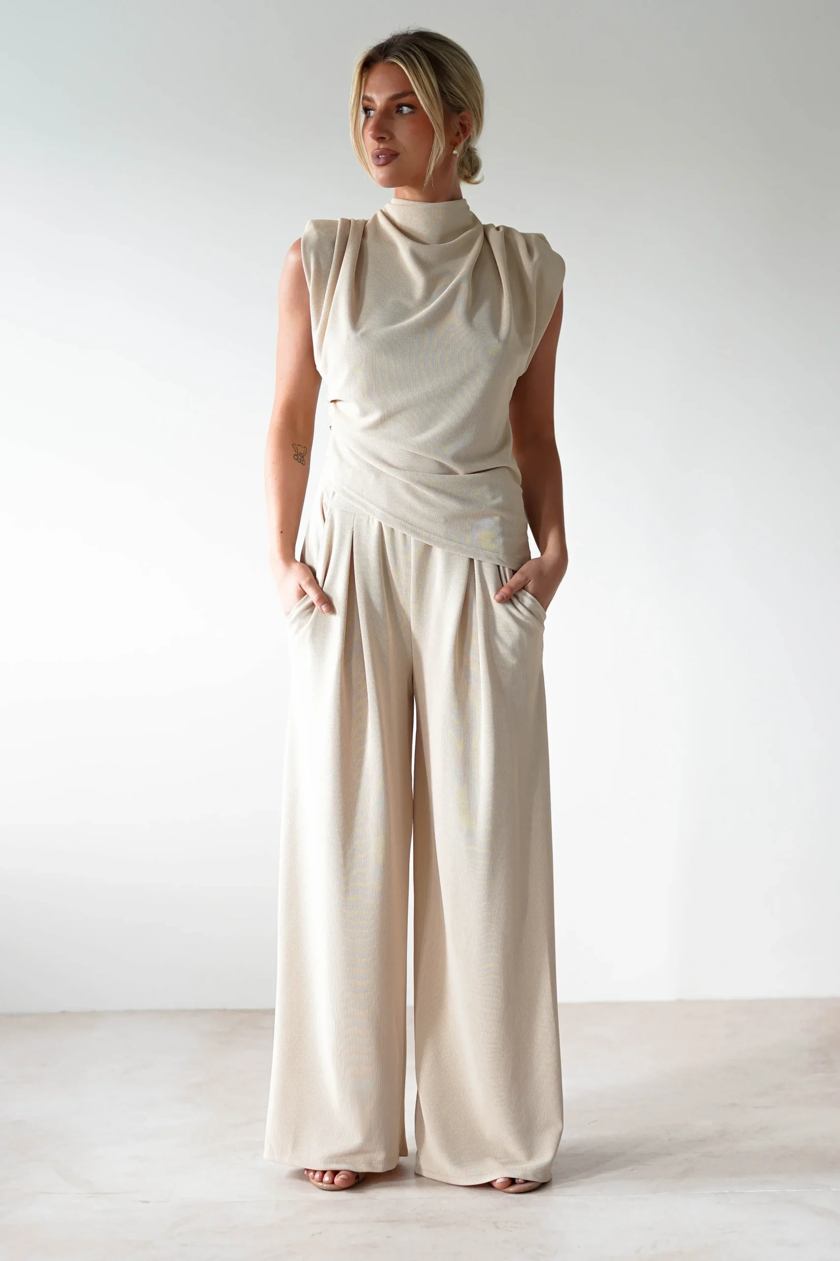 Mina Strechy 2 Piece Set | Cream