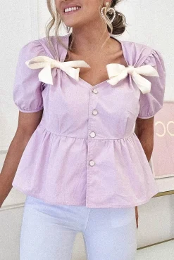 Minnie Bow Detail Blouse | Lilac