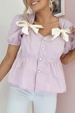Minnie Bow Detail Blouse | Lilac