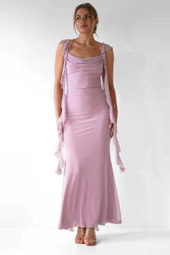 Miranda Ruffle Midaxi Dress | Mauve