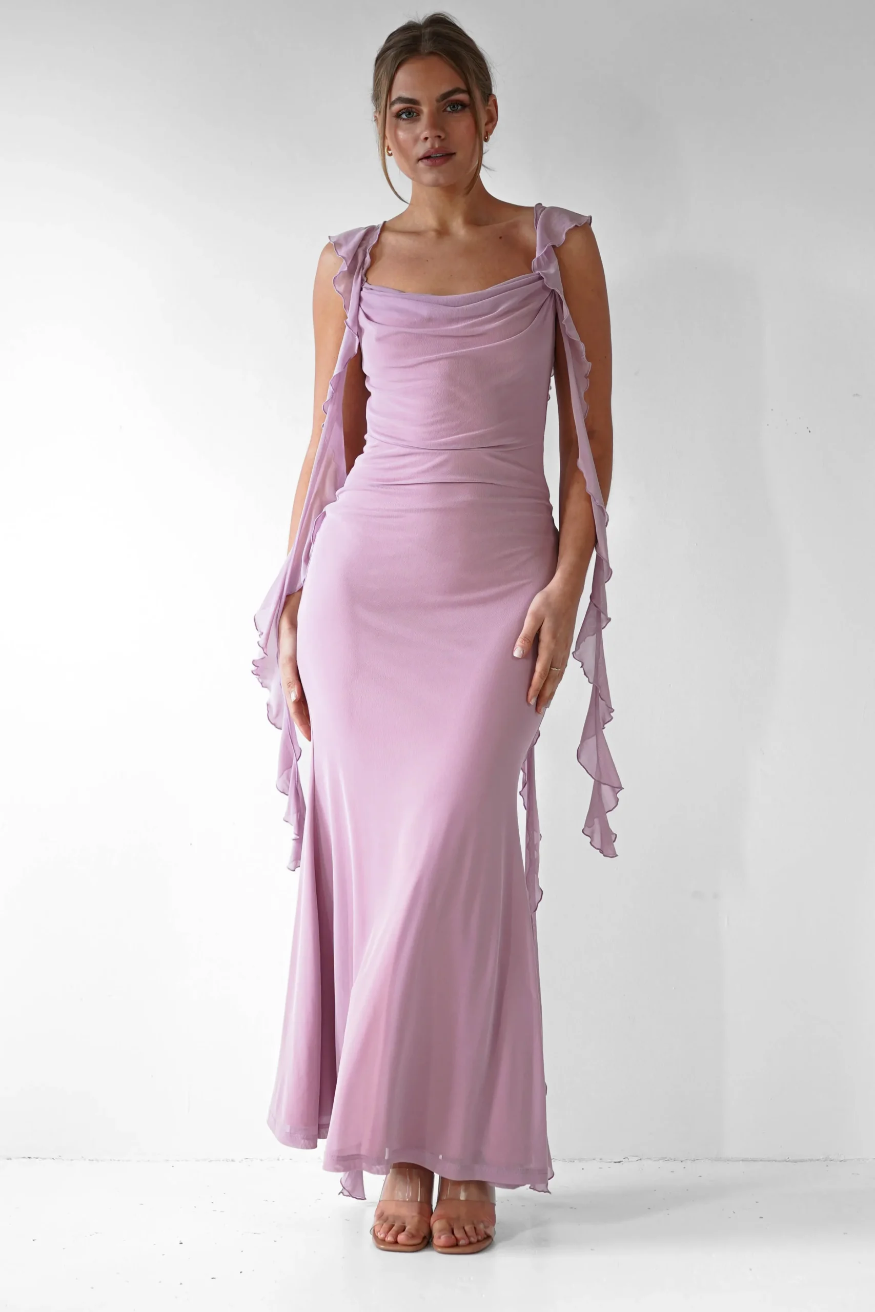 Miranda Ruffle Midaxi Dress | Mauve