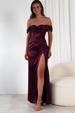 Monica Off The Shoulder Gown | Wine