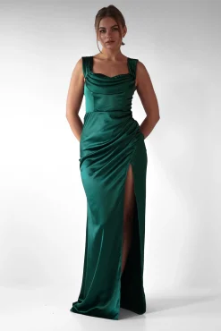 Monica Off The Shoulder Gown | Emerald Green