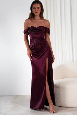 Monica Off The Shoulder Gown | Wine