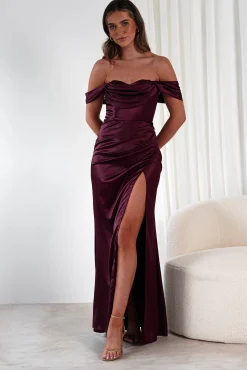 Monica Off The Shoulder Gown | Wine