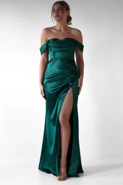 Monica Off The Shoulder Gown | Emerald Green