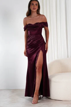Monica Off The Shoulder Gown | Wine