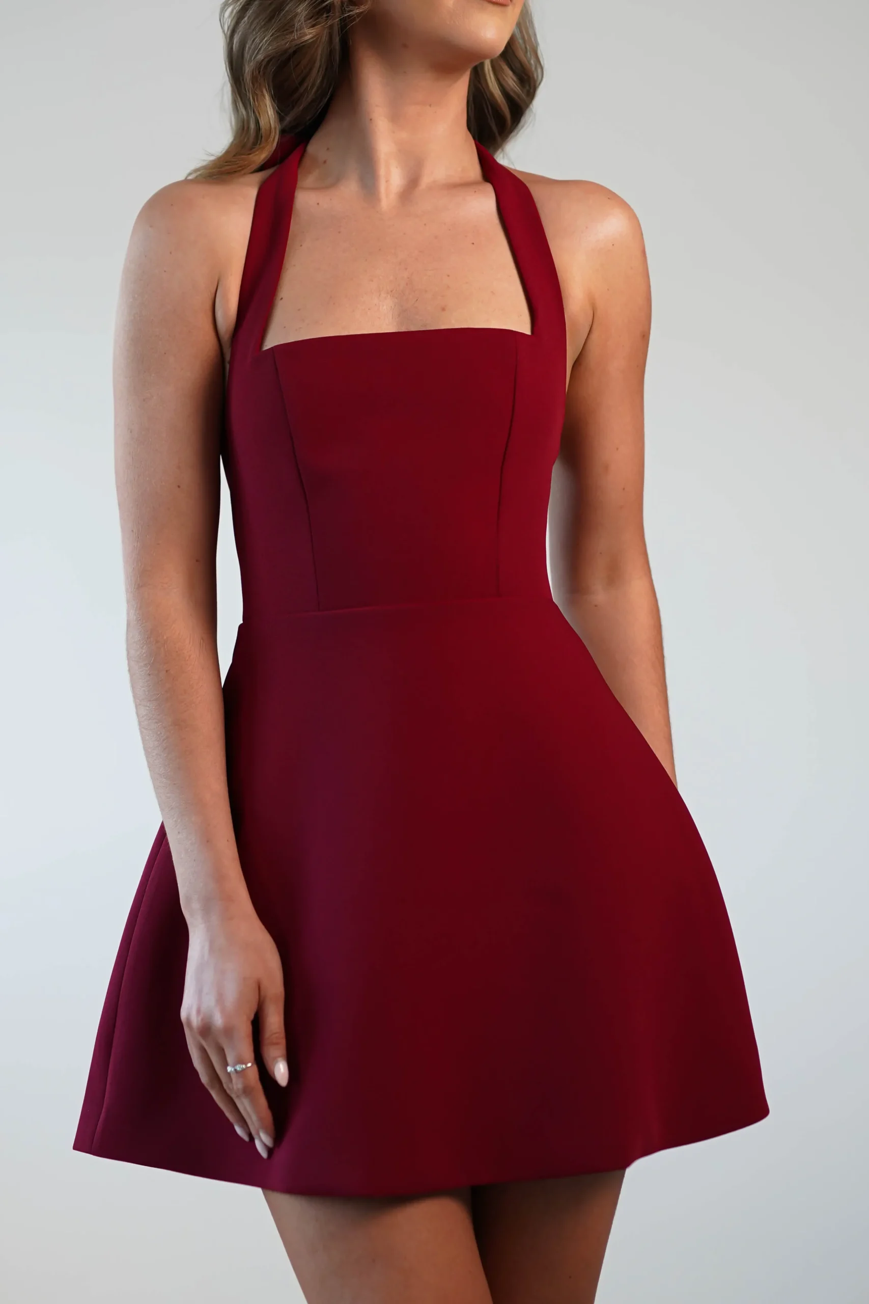 Morocco Halterneck Mini Dress | Wine