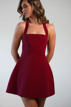 Morocco Halterneck Mini Dress | Wine