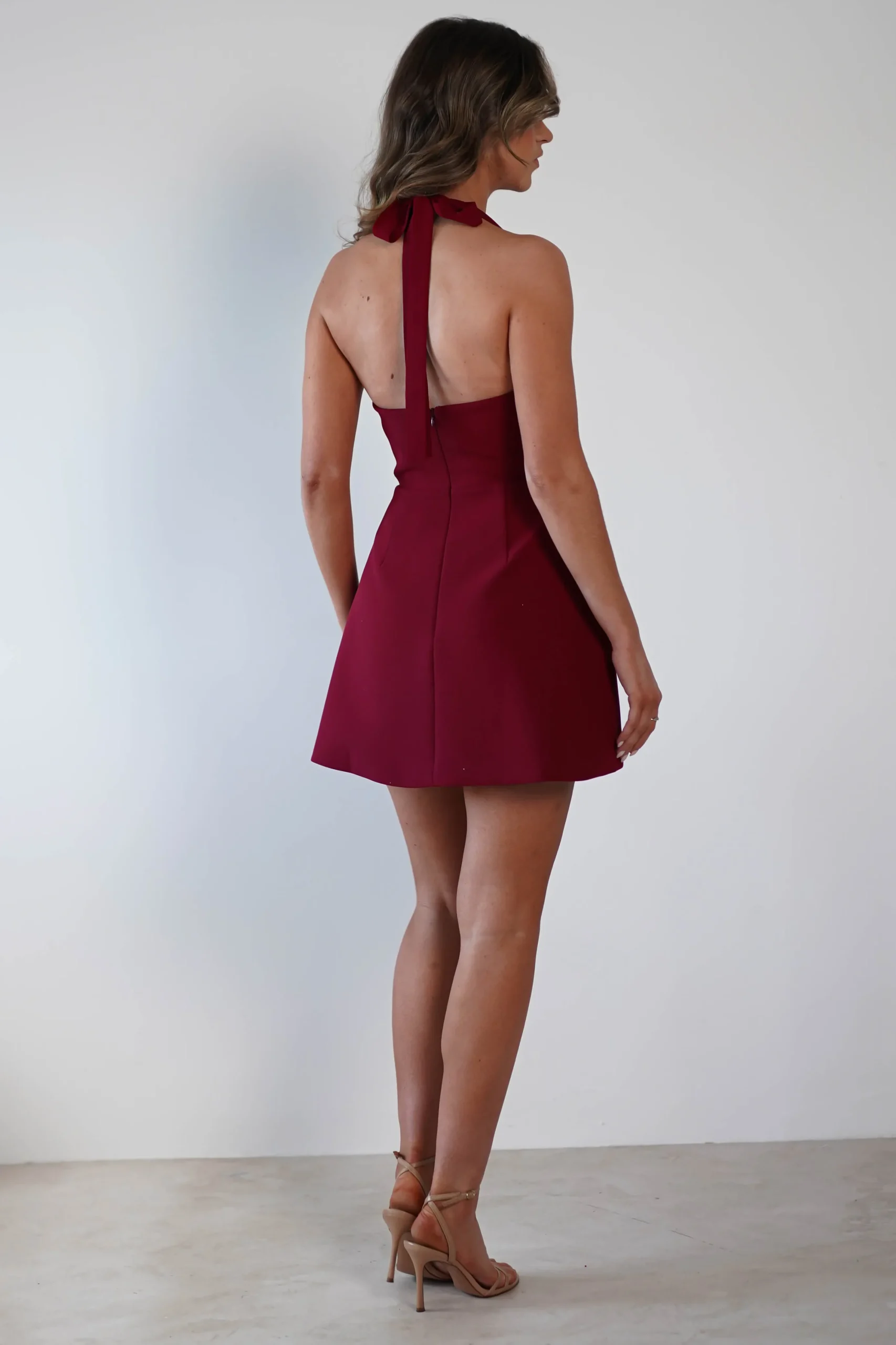 Morocco Halterneck Mini Dress | Wine