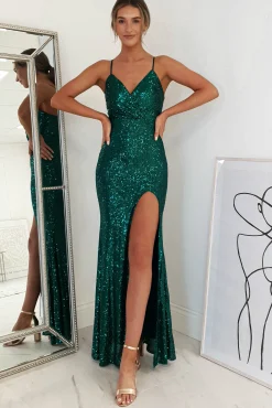 Mulan Sequin Gown | Emerald Green