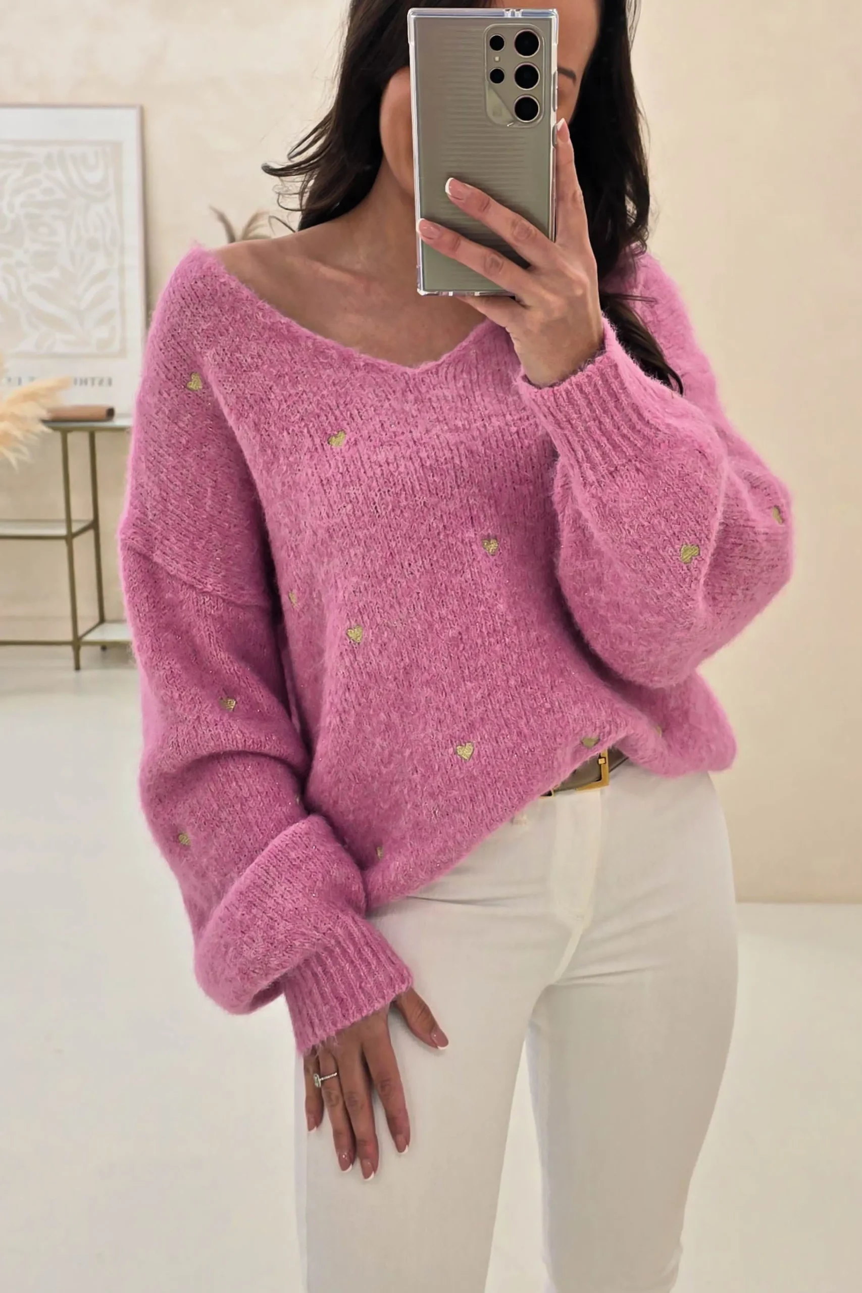 Nadine Soft Heart Detail Jumper | Pink