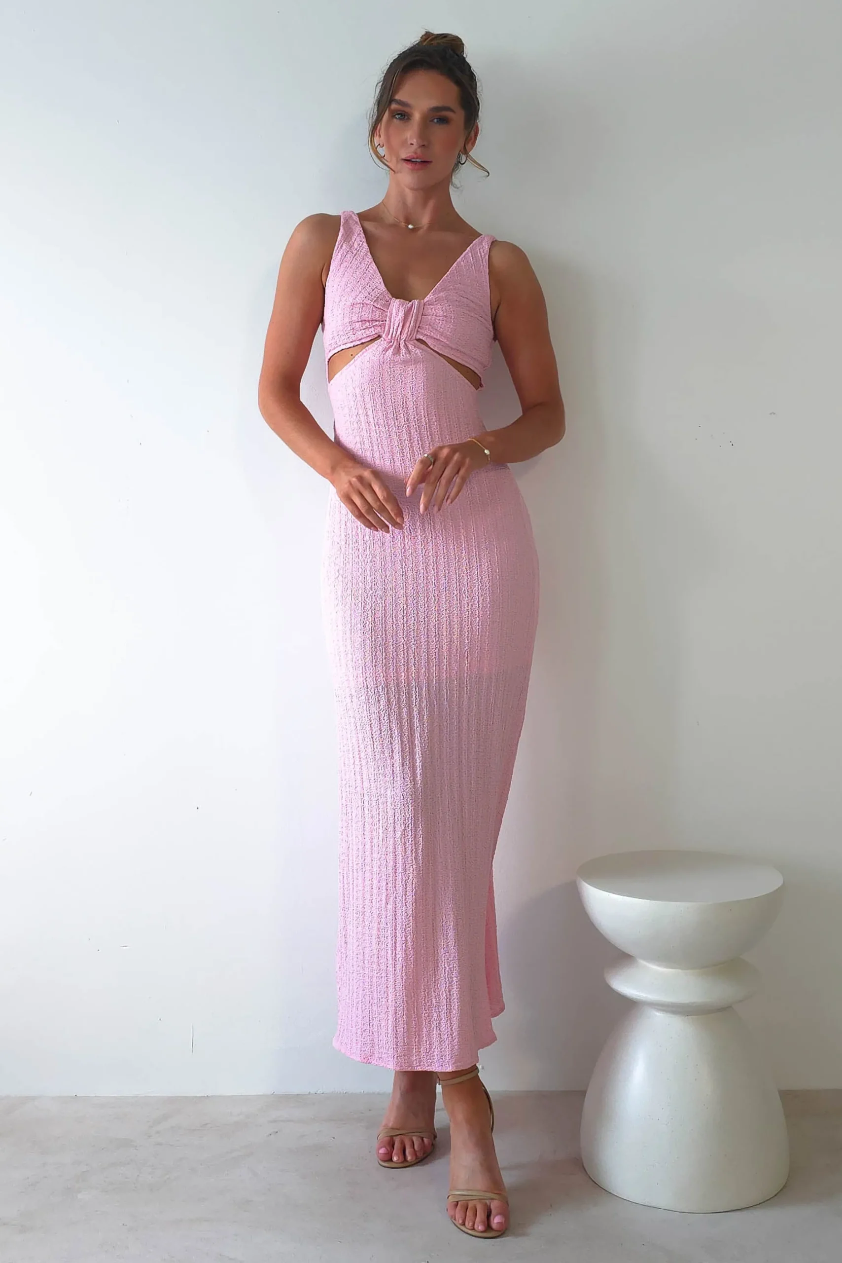 Nakia Textured Maxi Dress | Pink